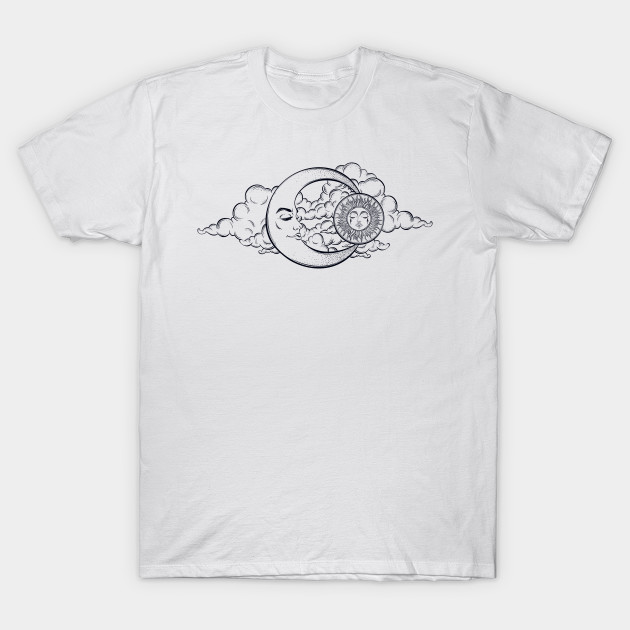 Hand Drawn Moon And Clouds Tattoo